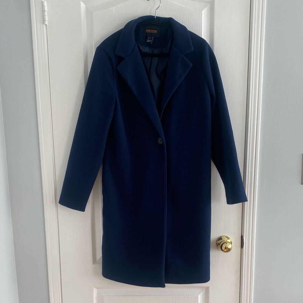 Navy Blue Lapel Trench Coat